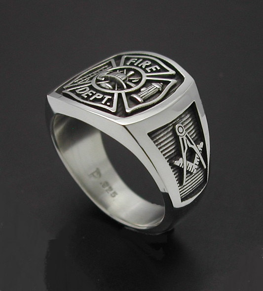 Masonic Firefighter Ring in Sterling Silver ~ Style 023M - ProLine Designs