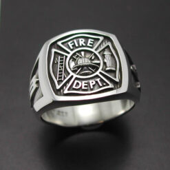Masonic Fireman Ring in Sterling Silver ~ Style 023M