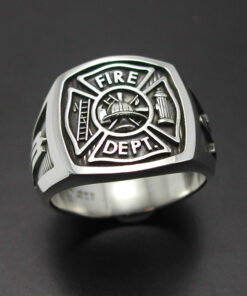 Masonic Fireman Ring in Sterling Silver ~ Style 023M