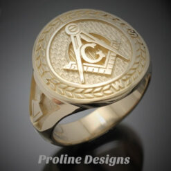 Masonic Moral Compass Ring in Gold ~ Handmade ~ style 032g