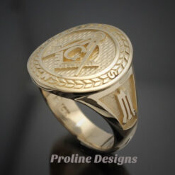 Masonic Moral Compass Ring in Gold ~ Handmade ~ style 032g