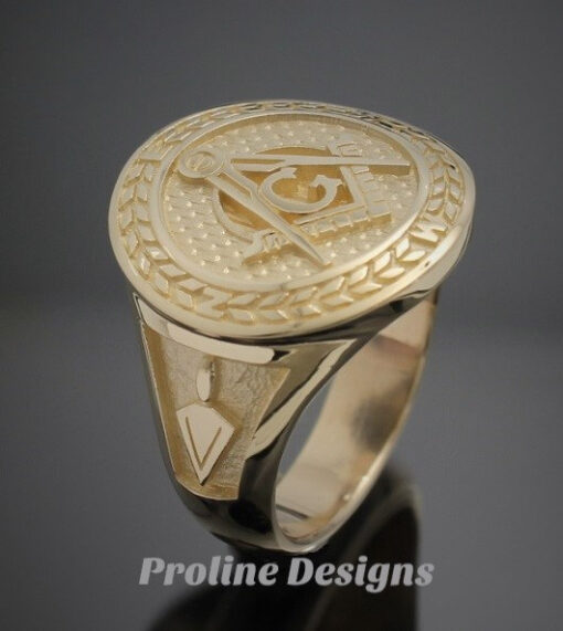 Masonic Moral Compass Ring in Gold ~ Handmade ~ style 032g