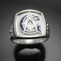 Masonic Ring Blue Lodge in Sterling Silver with Blue G ~ Style 003BG