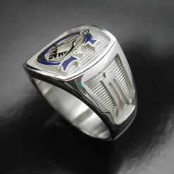 Masonic Ring Blue Lodge in Sterling Silver with Blue G ~ Style 003BG