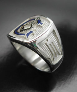 Masonic Ring Blue Lodge in Sterling Silver with Blue G ~ Style 003BG