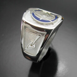 Masonic Ring Blue Lodge in Sterling Silver with Blue G ~ Style 003BG