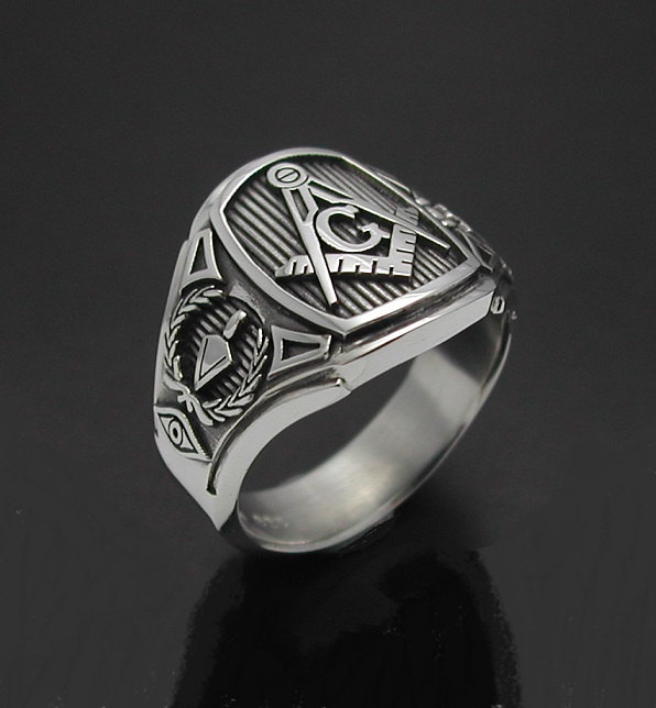 Masonic Ring for Men in Sterling Silver ~ Cigar Band Style 026 ...