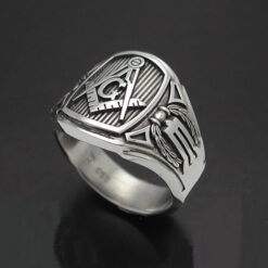 Masonic Ring for Men in Sterling Silver ~ Cigar Band Style 026