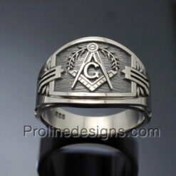Masonic Ring for Men in Sterling Silver ~ Cigar Band Style 027