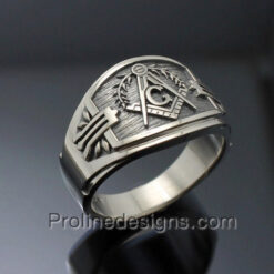 Masonic Ring for Men in Sterling Silver ~ Cigar Band Style 027