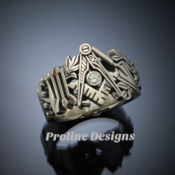 Masonic Ring in Gold with .08ct. Diamond ~ Original Design ~ Handmade ~ style 019
