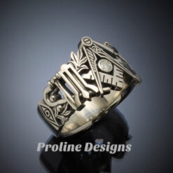 Masonic Ring in Gold with .08ct. Diamond ~ Original Design ~ Handmade ~ style 019