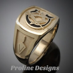 Masonic Ring in Solid Gold with Black G ~ Style 003BLKG