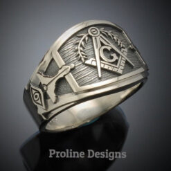 Masonic Ring in Sterling Silver ~ Cigar Band Style 027L