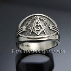 Masonic Ring in Sterling Silver ~ Cigar Band Style 040 "Seeing eye"