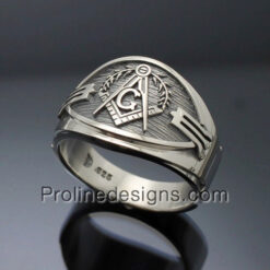 Masonic Ring in Sterling Silver ~ Cigar Band Style 040 "Seeing eye"