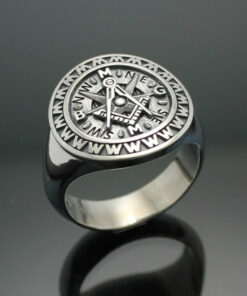 Masonic Ring in Sterling Silver ~ Moral Compass Rose "Making Good Men Better" style 033