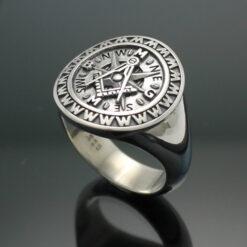 Masonic Ring in Sterling Silver ~ Moral Compass Rose "Making Good Men Better" style 033