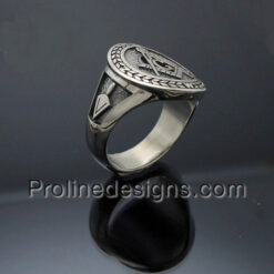Masonic Ring in Sterling Silver ~ Moral Compass Rose NESW~ style 032
