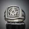 Masonic Ring in Sterling Silver with Black G~ Style 003OB1