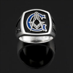 Masonic Ring in Sterling Silver with Blue G ~ Style 003BB