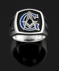 Masonic Ring in Sterling Silver with Blue G ~ Style 003BB