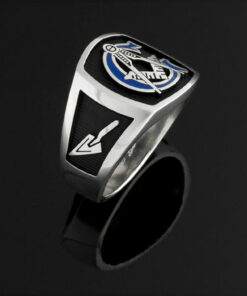 Masonic Ring in Sterling Silver with Blue G ~ Style 003BB