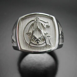 Masonic Ring in Sterling Silver with Polished Finish ~ Style 003