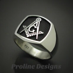 Masonic Ring in Sterling Silver with Solid Sides ~ Style 006BSS