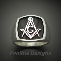 Masonic Ring in Sterling Silver with Solid Sides ~ Style 006BSS