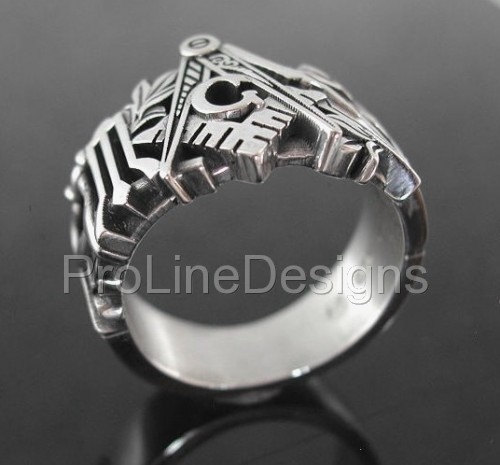 Master Mason Ring ~ Unique Design in Sterling Silver ~ Style 002
