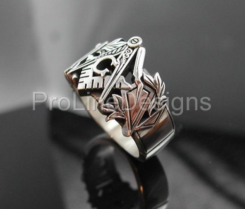 Master Mason Ring ~ Unique Design in Sterling Silver ~ Style 002