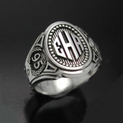 Monogram Cigar Band Mens Ring in Sterling Silver ~ Style 015