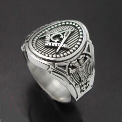 Scottish Rite 32nd Degree Double Eagle Ring in Sterling Silver ~ Cigar Band Style 025