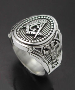 Scottish Rite 32nd Degree Double Eagle Ring in Sterling Silver ~ Cigar Band Style 025