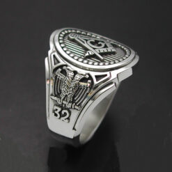 Scottish Rite 32nd Degree Double Eagle Ring in Sterling Silver ~ Cigar Band Style 025