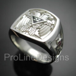 Scottish Rite 32nd Degree Double Eagle Ring in Sterling Silver ~ Style 005