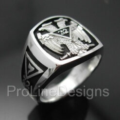 Scottish Rite 32nd Degree Double Eagle Ring in Sterling Silver ~ Style 005B
