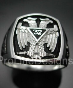 Scottish Rite 32nd Degree Double Eagle Ring in Sterling Silver ~ Style 005B