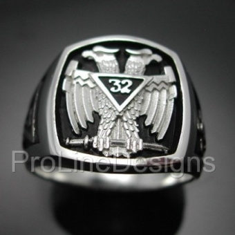 Scottish Rite 32nd Degree Double Eagle Ring in Sterling Silver ~ Style 005B