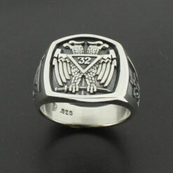 Scottish Rite 32nd Degree Double Eagle Ring in Sterling Silver with Oxidized Finish ~ Style 005O