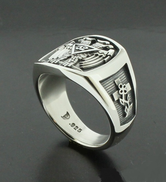 Scottish Rite 32nd Degree Double Eagle Ring in Sterling Silver with ...