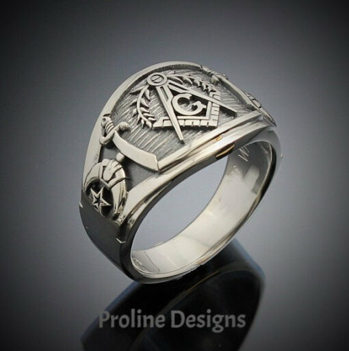 Shriner Scimitar Ring in Sterling Silver ~ Cigar Band Style 036 ...