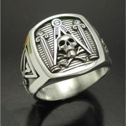 skull and pillar masonic ring Style 012 a