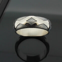 Wedding Band ~ "Diamondback" in Palladium Silver with Antique Finish