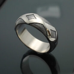 Wedding Band ~ "Diamondback" in Palladium Silver with Antique Finish