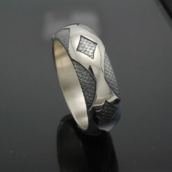 Wedding Band ~ "Diamondback" in Palladium Silver with Antique Finish