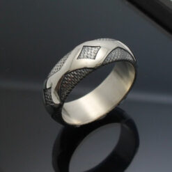 Wedding Band ~ "Diamondback" in Palladium Silver with Antique Finish