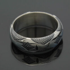 Wedding Band ~ "Diamondback" in Palladium Silver with Antique Finish