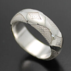 Wedding Band ~ "Diamondback" in Palladium Silver with Polished Finish